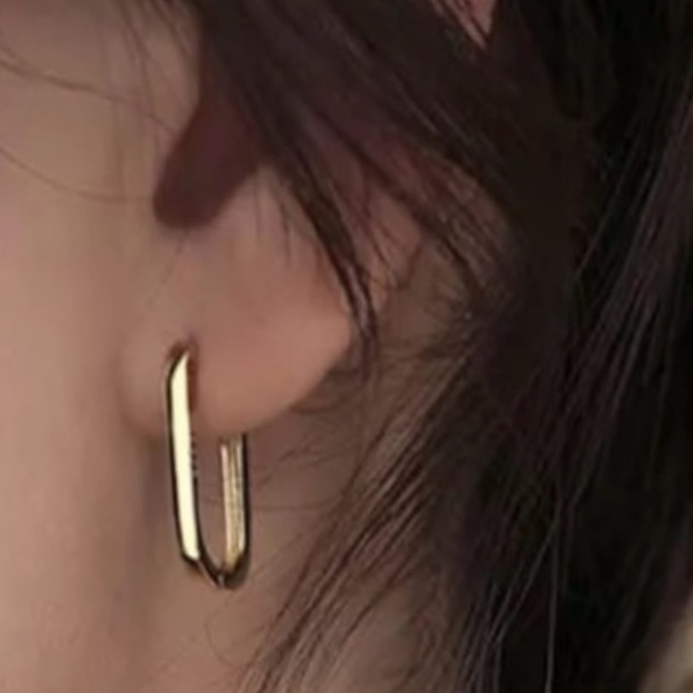 NEW 925 STERLING SILVER -gold SQUARE HOOPS EARRINGS 38mm long